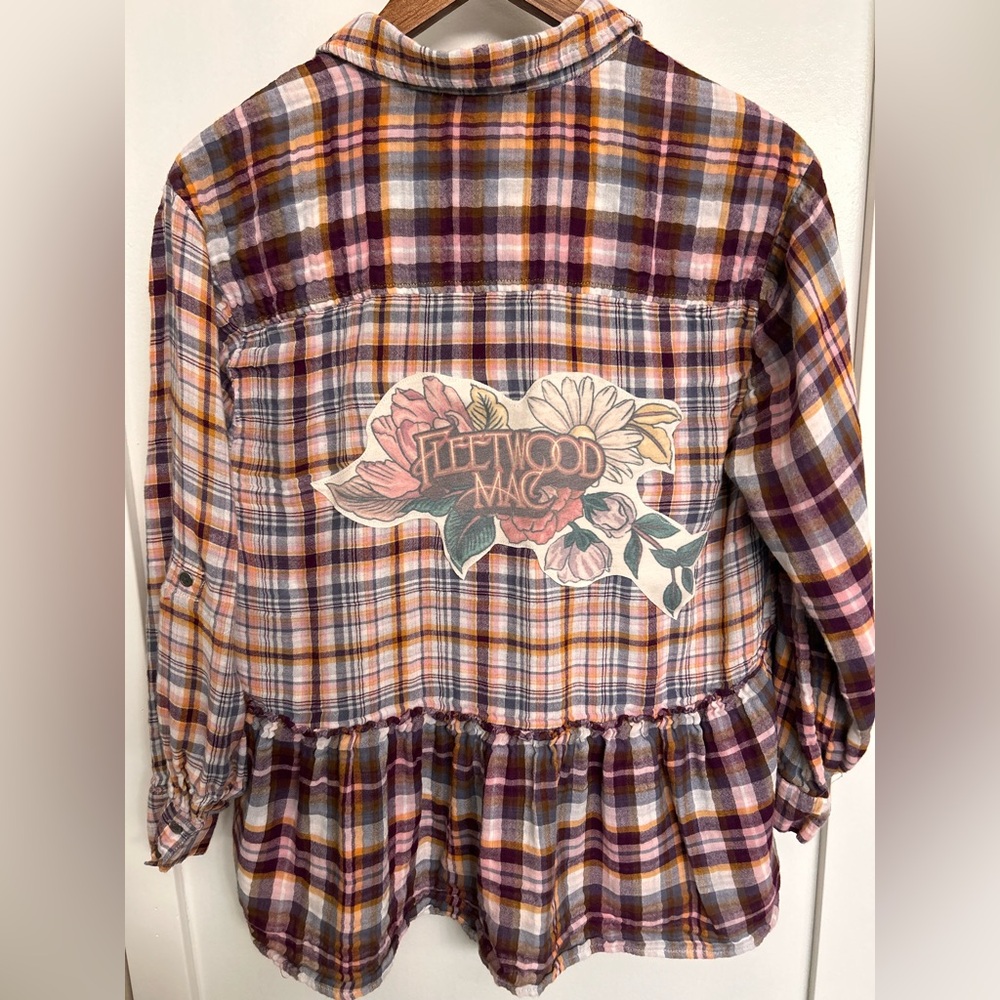 Upcycled Fleetwood Mac Vintage America Plaid Shirt